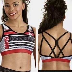 GK Elite MARVEL Avengers CROP Bra TOP Leotard Gymnastics ACTIVEWEAR Workout AM